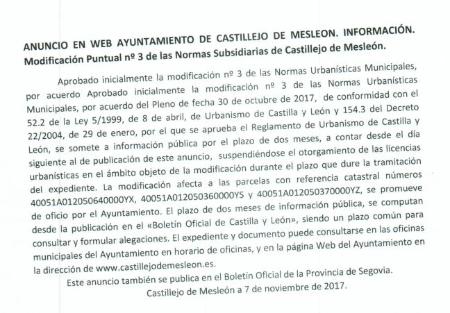 Imagen Modificación Puntual nº3 de las Normas Subsidiarias de Castillejo de Mesleón