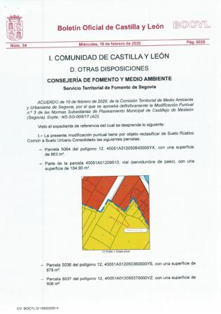 Imagen APROBACIÓN DEFINITIVA MODIFICACIÓN PUNTUAL Nº 3 NN.SS. MUNICIPALES DE CASTILLEJO DE MESLEÓN