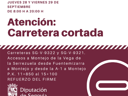 Imagen Los trabajos de la Diputación para reforzar el firme en un tramo de la carretera entre la A-1 y Montejo de la Vega de la Serrezuela obligarán a realizar cortes en la vía